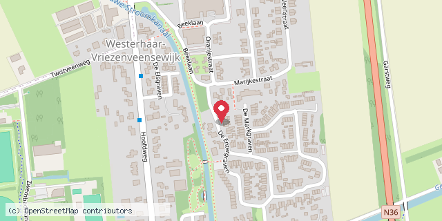 Een kaart met de locatie van Marianne's Minibieb
