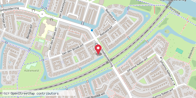 Een kaart met de locatie van Minibieb Van den Broek-erf