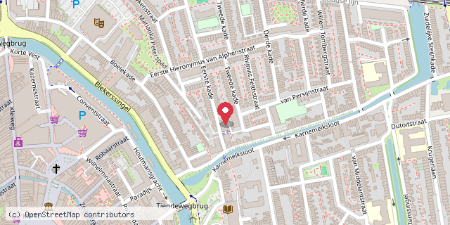 Een kaart met de locatie van Straatvoetbal Eerste Kade/Binnenkade