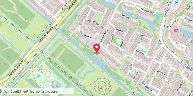 Een kaart met de locatie van Minibieb Smedenweg