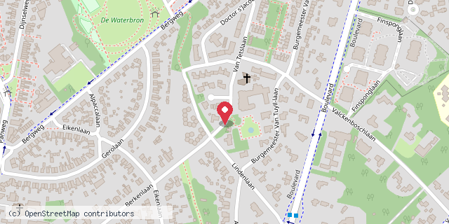 Een kaart met de locatie van Dieptetuin