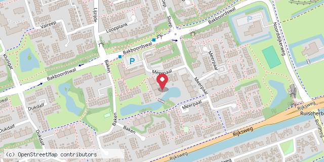 Een kaart met de locatie van Minibieb meerpaal 156