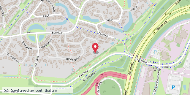 Een kaart met de locatie van Minibieb Middelgraaf