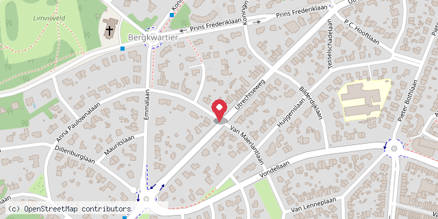 Een kaart met de locatie van Floortje Hanneman