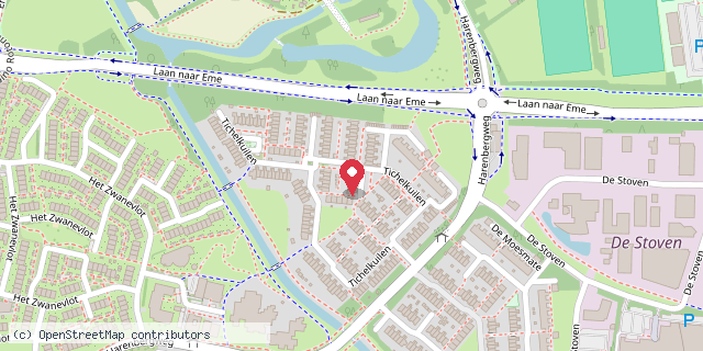 Een kaart met de locatie van Puck