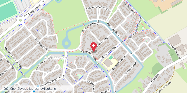 Een kaart met de locatie van De Oude Kamp bieb