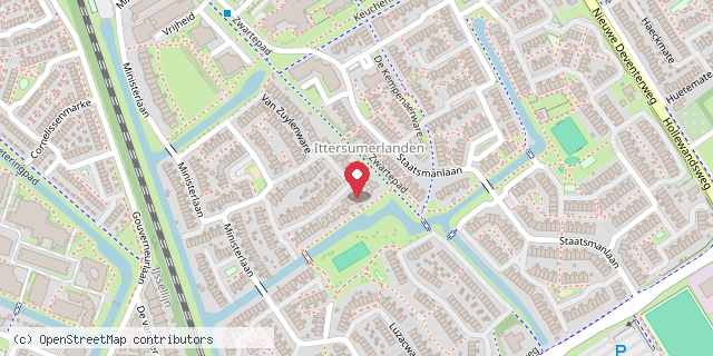 Een kaart met de locatie van Zuylenware Bieb