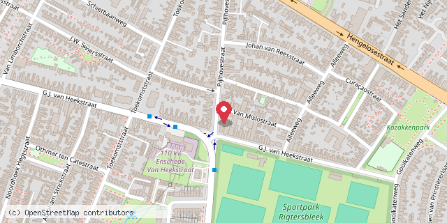 Een kaart met de locatie van Minibieb Pijlhovestraat