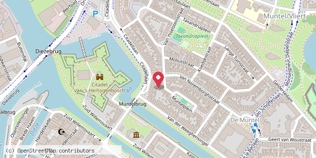 Een kaart met de locatie van Brigitte de Swart