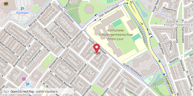 Een kaart met de locatie van Thomas bieb