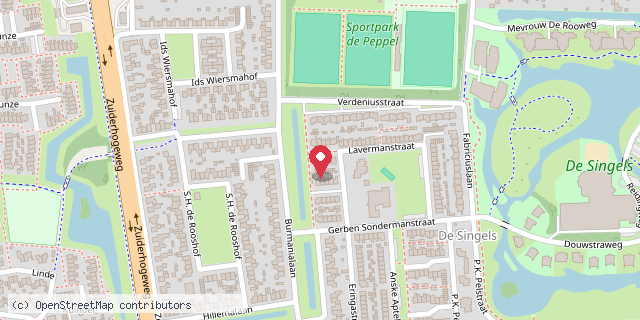 Een kaart met de locatie van Minibieb Lavermanstraat