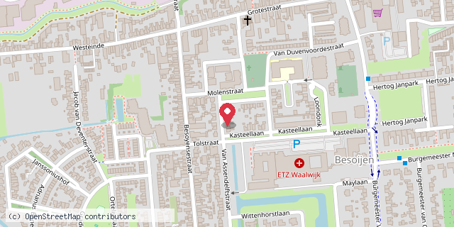 Een kaart met de locatie van Letty Kloprogge