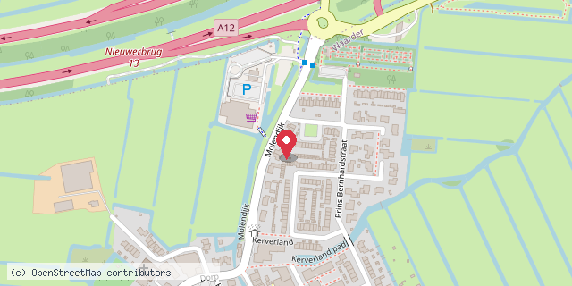 Een kaart met de locatie van Mini-Bieb en Ruilkast Molendijk