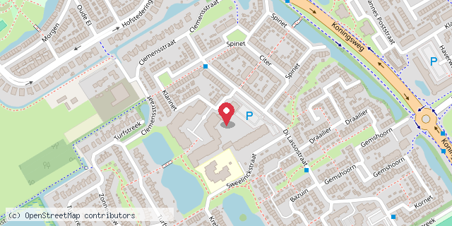 Een kaart met de locatie van Ontmoeting centrum De Klarinet