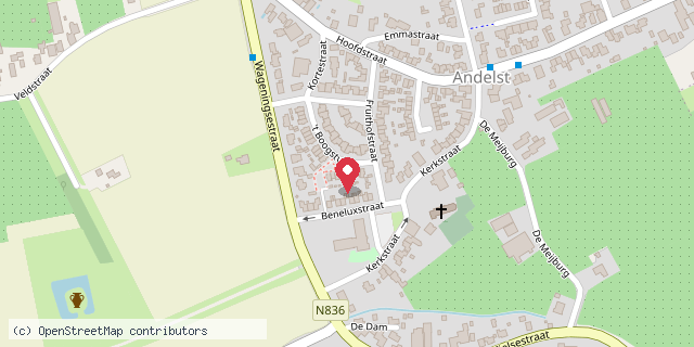 Een kaart met de locatie van Belle