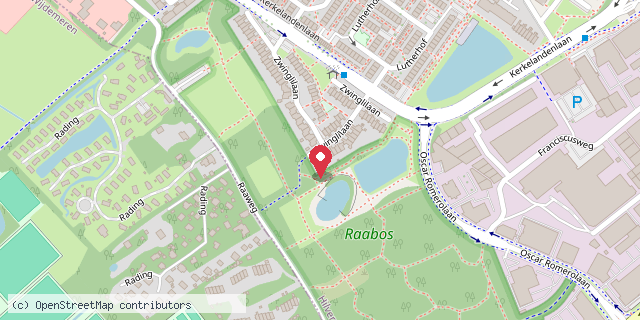 Een kaart met de locatie van Zwinglibieb
