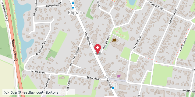 Een kaart met de locatie van Blijbieb