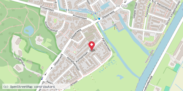 Een kaart met de locatie van Het Korhoentje