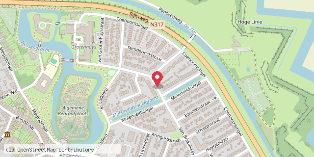 Een kaart met de locatie van Minibieb Molenveld