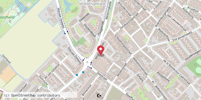 Een kaart met de locatie van Minibieb Raamwerk