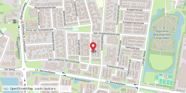 Een kaart met de locatie van Esperanza van der Veer
