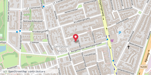 Een kaart met de locatie van Marja Bruin