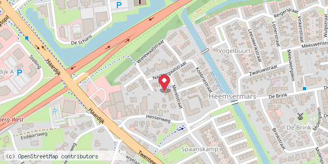 Een kaart met de locatie van Ina Bekker