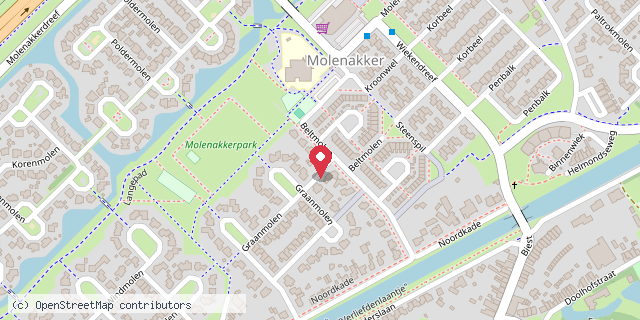 Een kaart met de locatie van Madelon Evers