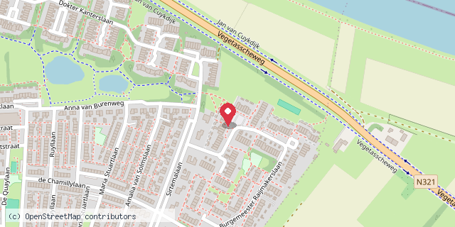 Een kaart met de locatie van Sandra